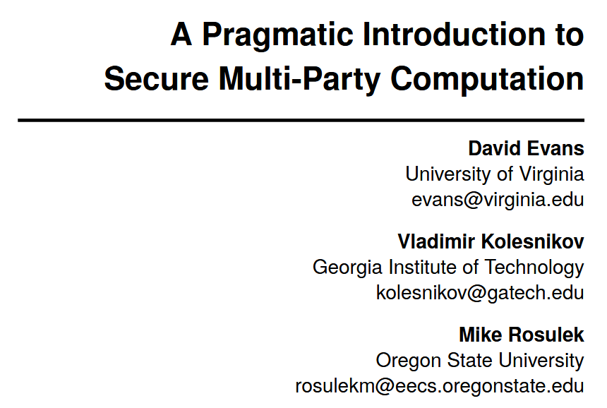 A Pragmatic Introduction to Secure Multi-Party Computation